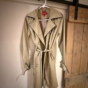 Merona Women's Beige Trench Coat with Black Trim